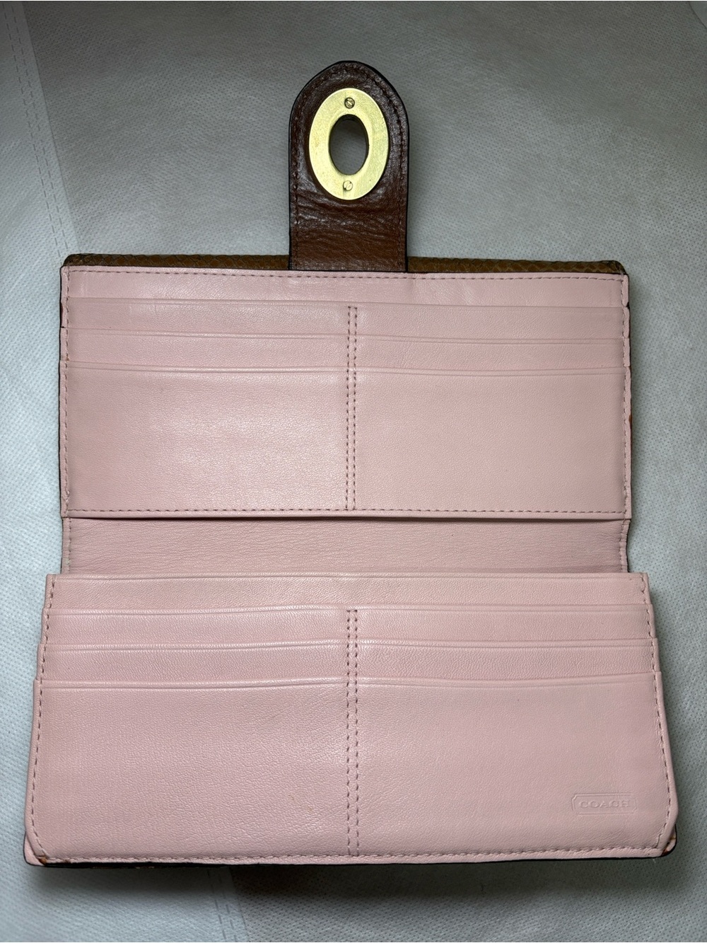 Coach Snake Skin Embossed Peyton Signature Sateen Turnlock Wallet - Picture 5 of 16